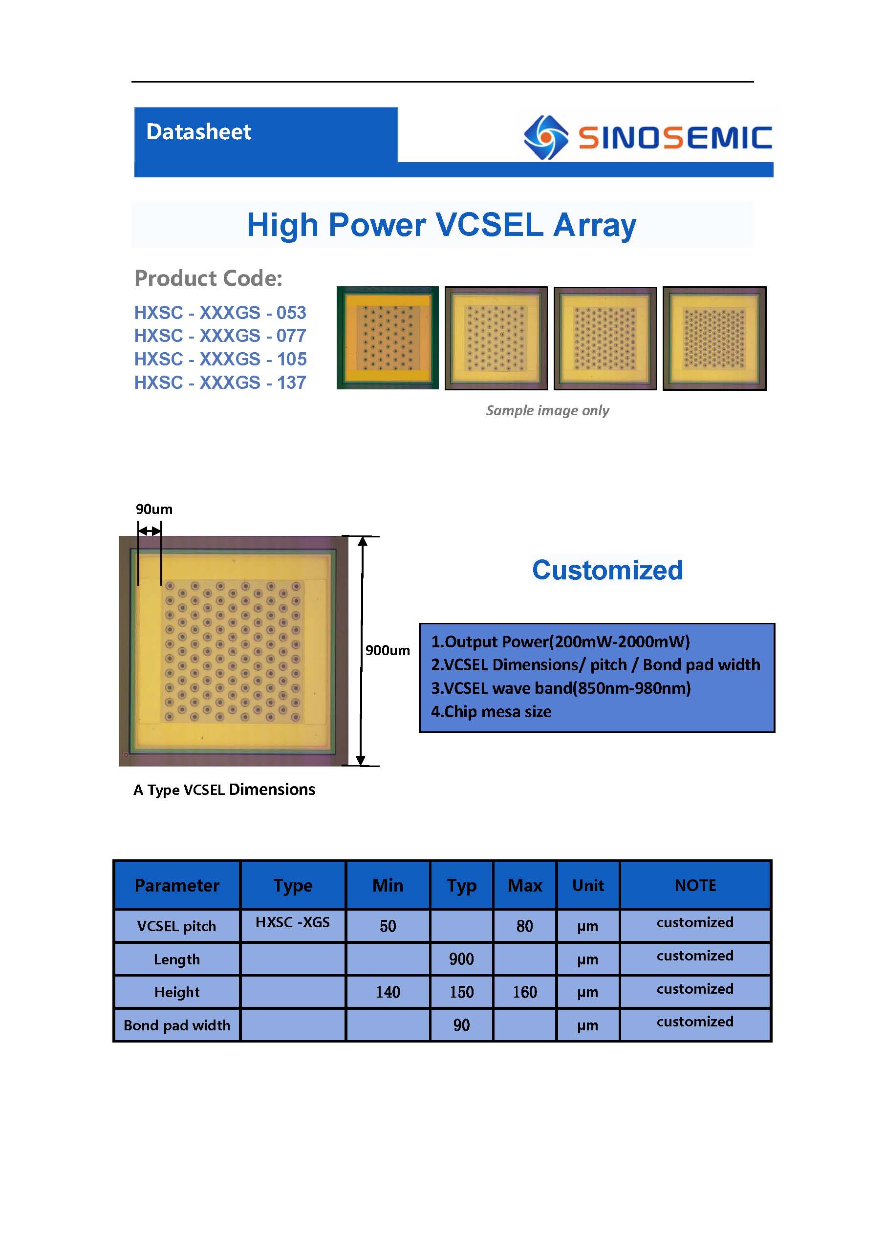 high power vcsel array(tof)